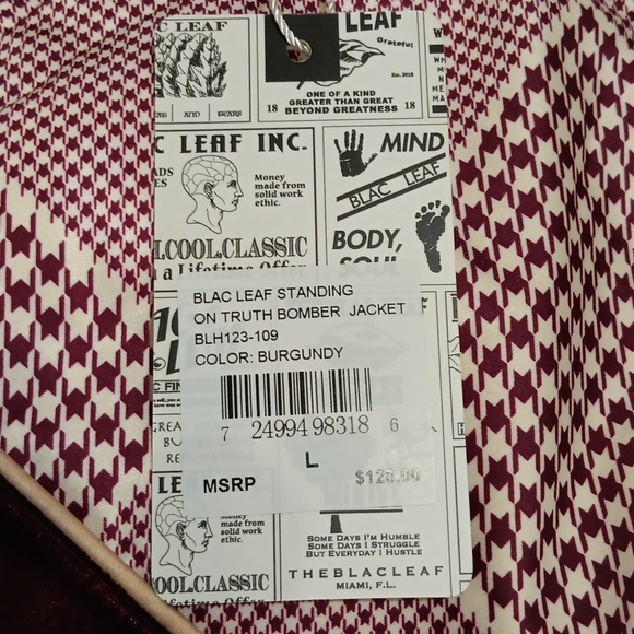 Blac Leaf Brand Mens Jacket. Size Large Mens.. Burgandy/gold/tan/white Colors - Picture 8 of 8